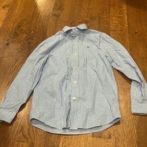 Boys Vineyard Vines Blue and White Button Down Shirt Size Small